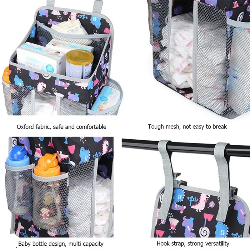 Baby Organizer Crib Hanging Storage Bag Foldable Nursing Stacker Caddy Organizer for Kids Essentials Bedding Set Cot Diaper Bags