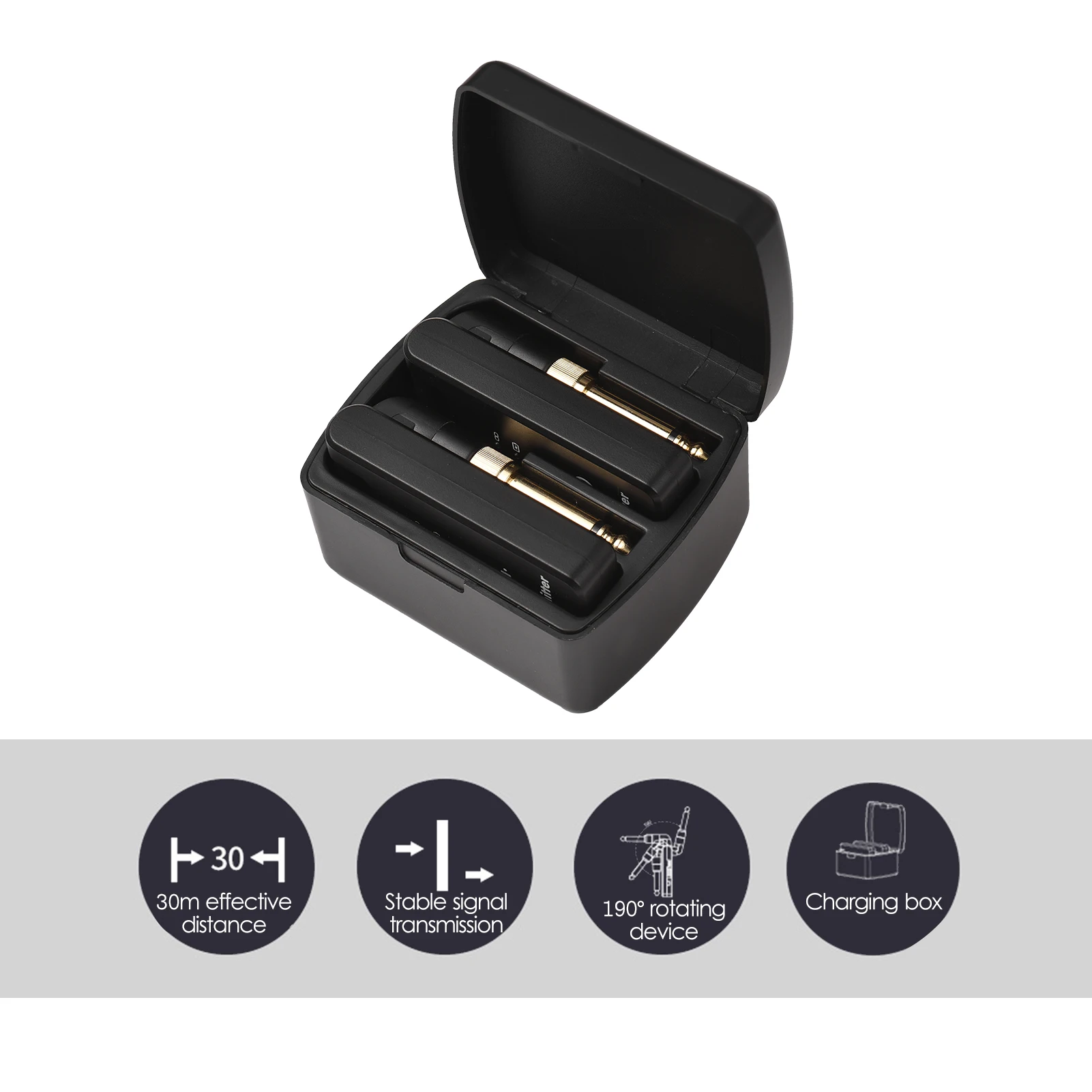 Description Picture 4 of itemM-VAVE WP-8 Wireless Transmission System Electric Guitar Receiver & Transmitter Built-in Battery with Charging Box 3.5mm & 6.35m