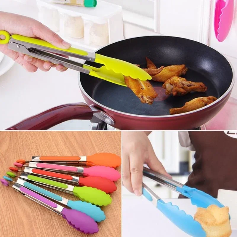 Stainless Steel plastics Grilling Tong Food Clip High Temperature Resistant Serving Non-Stick for Fried Steak Cooking Clamp Tool