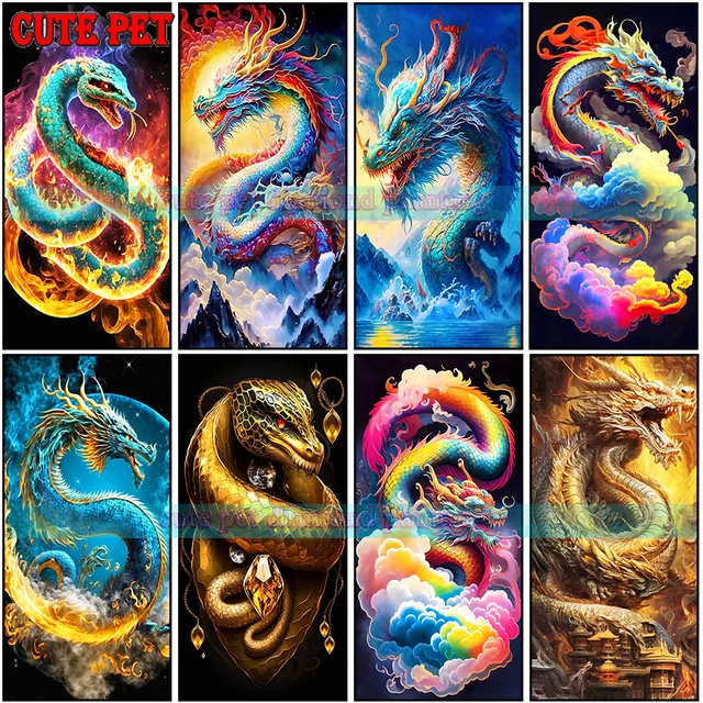 Dragon 5D Diamond Painting Kit Animal Dragon Diamond Mosaic Animal Full  Diamond Embroidery Painting DIY Home Decor Gift - AliExpress