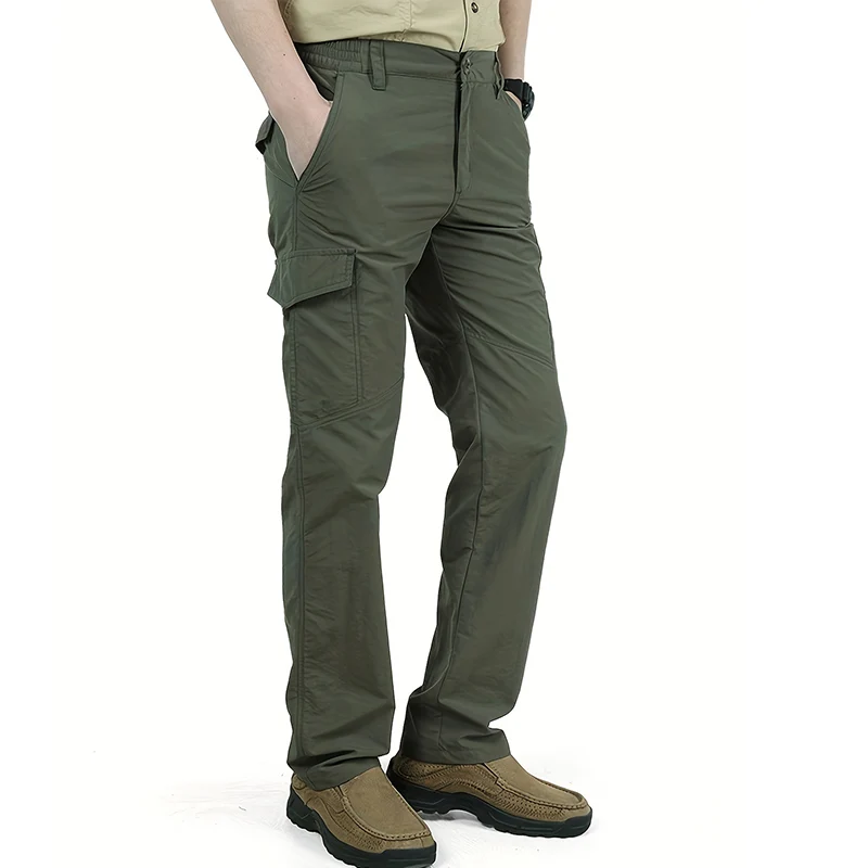 Casual Men Pants Summer Multiple Pockets Cargo Pants Quick Dry Thin Trousers Outdoor Hiking Workout Breathable Long Pant New 6