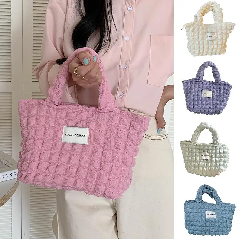 

Tote Bag Carry-on Bag Portable Bag Cloud Bubbles Handbag Makeup Bag Simple Light With Zipper Soft Cloth Fabric INS Cute