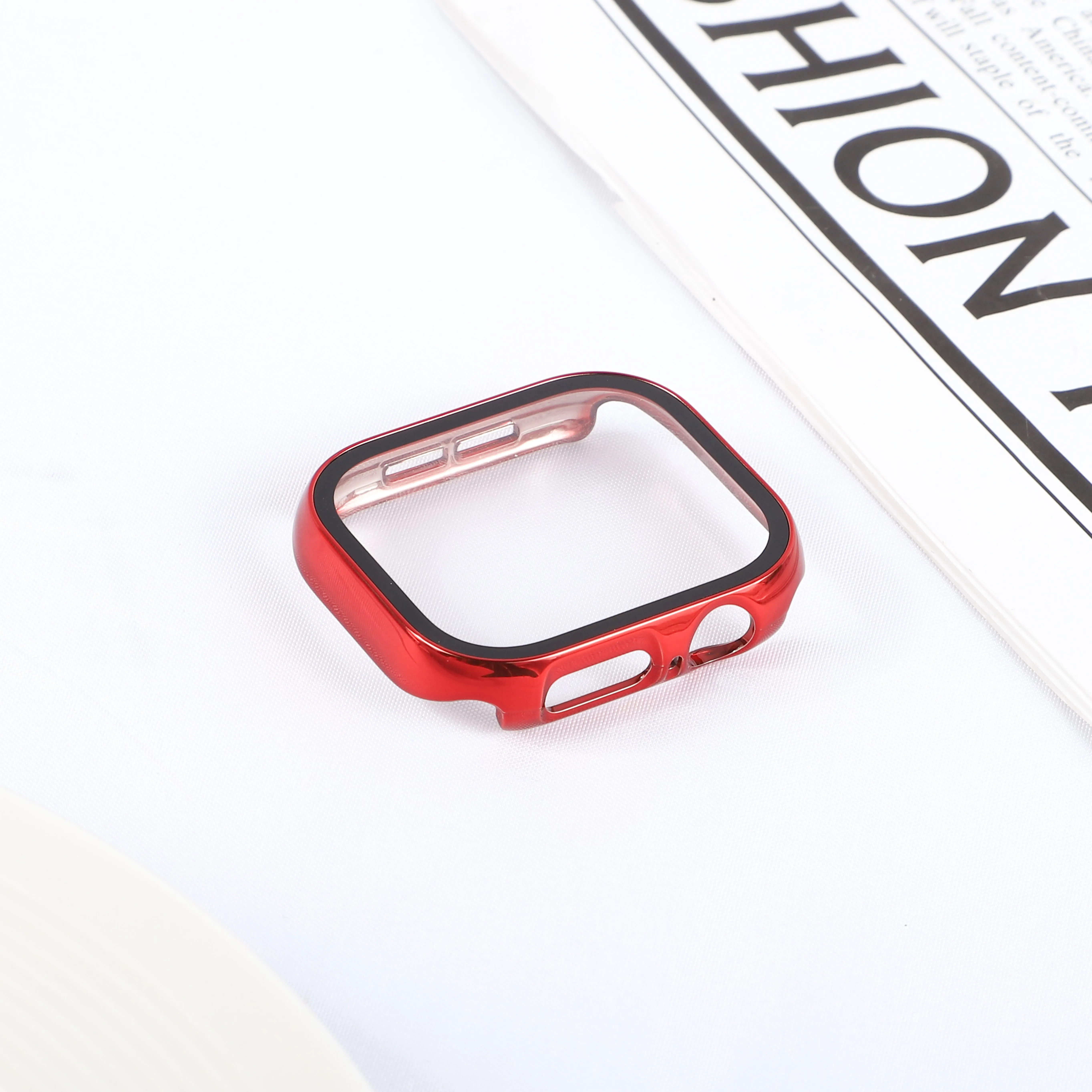 Apple Watch Case with Screen Protector - Plating Hard PC Bumper with Tempered Glass Cover