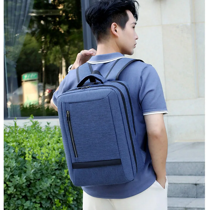 Large-capacity Student School Bag Casual Solid Color Backpack Material Oxford Men New Backpack Multi-functional Simple Bag