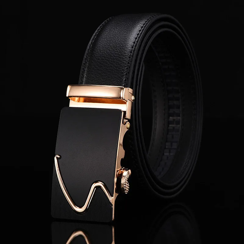 2023 New 3.5cm Belt Men Automatic Buckle Leather Waist Cover Korean Version Leisure Travel Middle Youth Luxury Jeans Design Belt