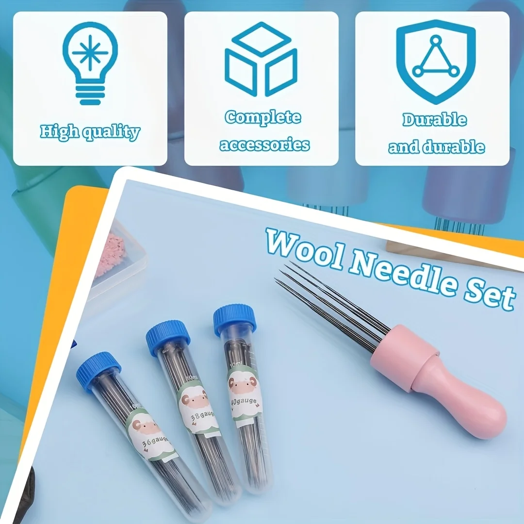 Wool Felting Needles Kit Wood Handle Felting Needles Pack Wool Felt DIY Craft Tool For Handmade Doll Making Tools Set wool felting needles