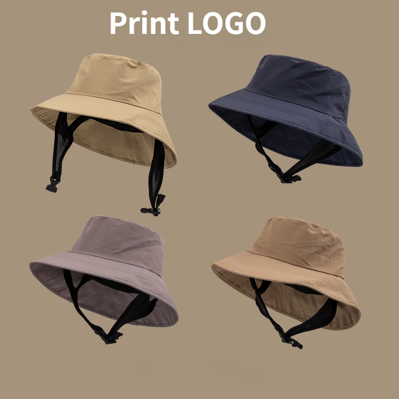 

Customized Logo Surfing Cap Men Summer Outdoor Sun Protection Bucket Hat Women Breathable Quick-drying Cycling Windproof Sun Hat
