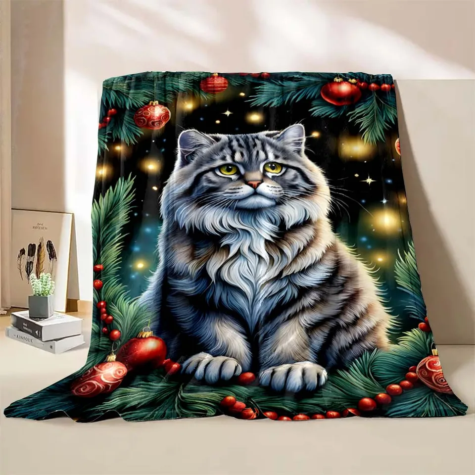 Couverture Polaire Douce 100x130 Cm – Motif Chat Maine Coon, Lavable, Pour Canapé Et Lit