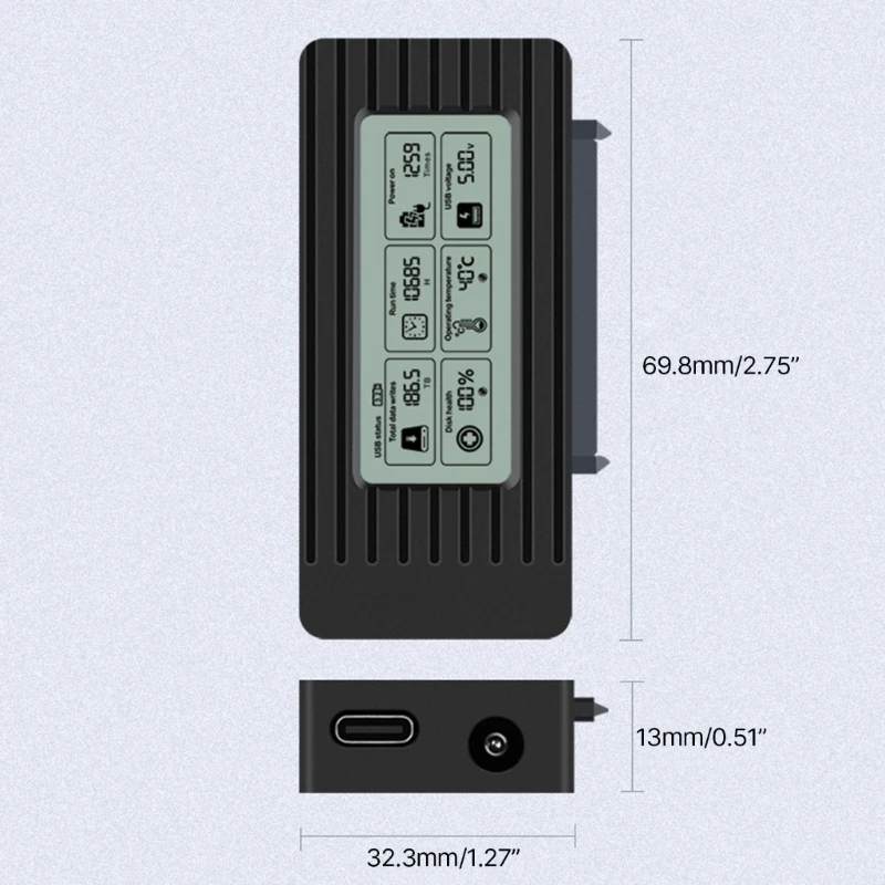 USB3.1 외부 드라이브 인클로저 HDD 캐디 디스크 케이스 2.5 3.5인치 HDD용 HDD 리더 LED 디스플레이 QXNF
