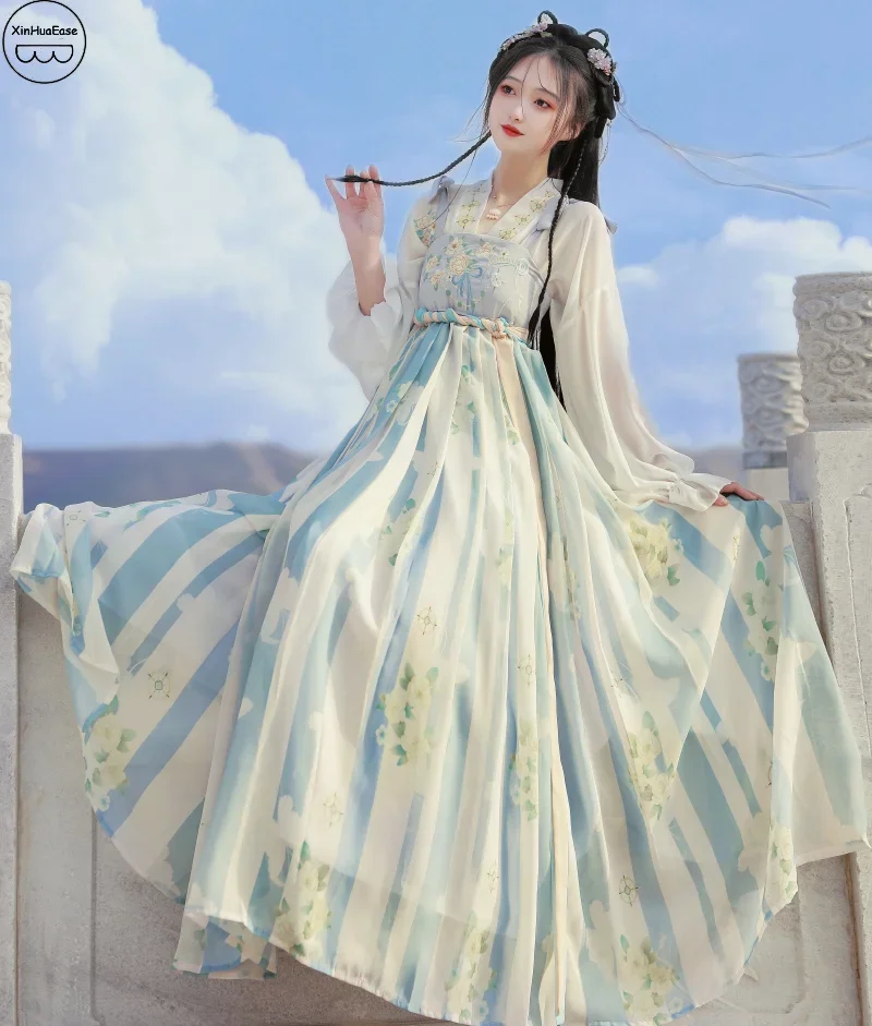

WATER Chinese Clothes Lolita Dresses Blue Modern Hanfu Girls Women's Improved Daily Ancient Fairy Han Elements Tang Dynasty