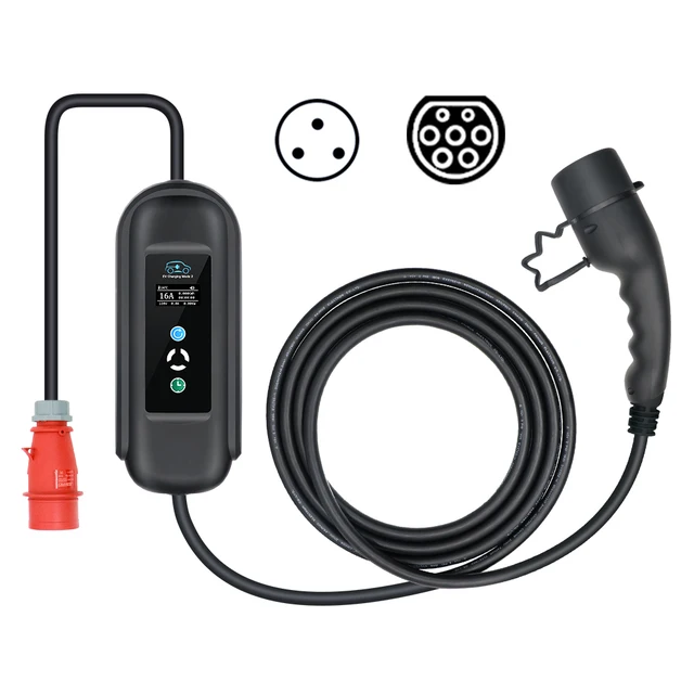 Chargeur portable EV pour voiture électrique, mode 2, type 2, alimenté par  CEE, SUL3.6 KW, 16A, 1 phase, courant réglable, câble de charge 5 m, 9 m,  6/7 m - AliExpress
