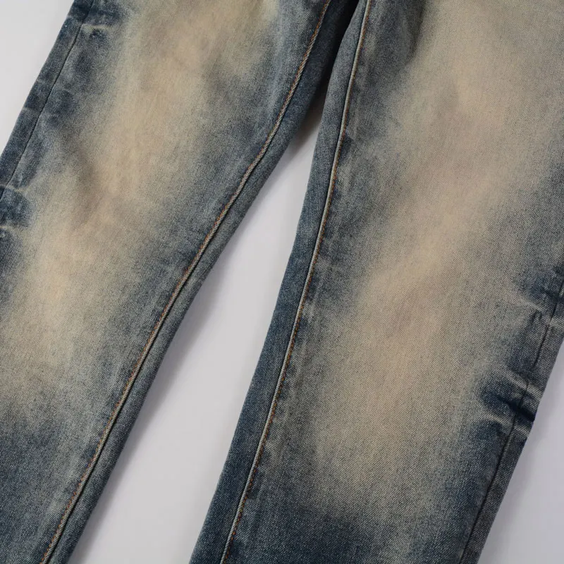 Designer Street Fashion Men's Jeans Vintage Washed Blue Elastic Slim Fit Split Jeans Hip Hop Brand High Quality Pants hombre