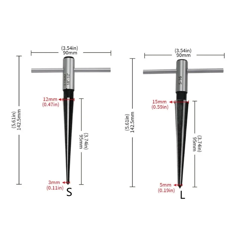 3-13mm & 5-16mm 테이퍼 리머 핸드 금속 리머 디버링 확대 핀 구멍 목재 금속 플라스틱 드릴링 용 핸드 헬드 리머