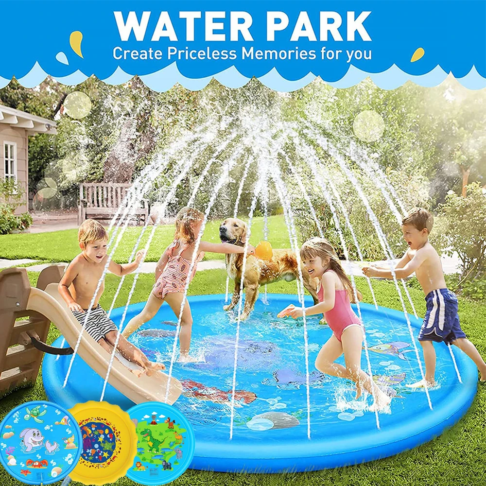 170CM Kids Paddling Pad Inflatable Water Jet Swimming Pool Summer Beach Outdoor Games Toy Lawn Swimming Pool Mat Kids Toys