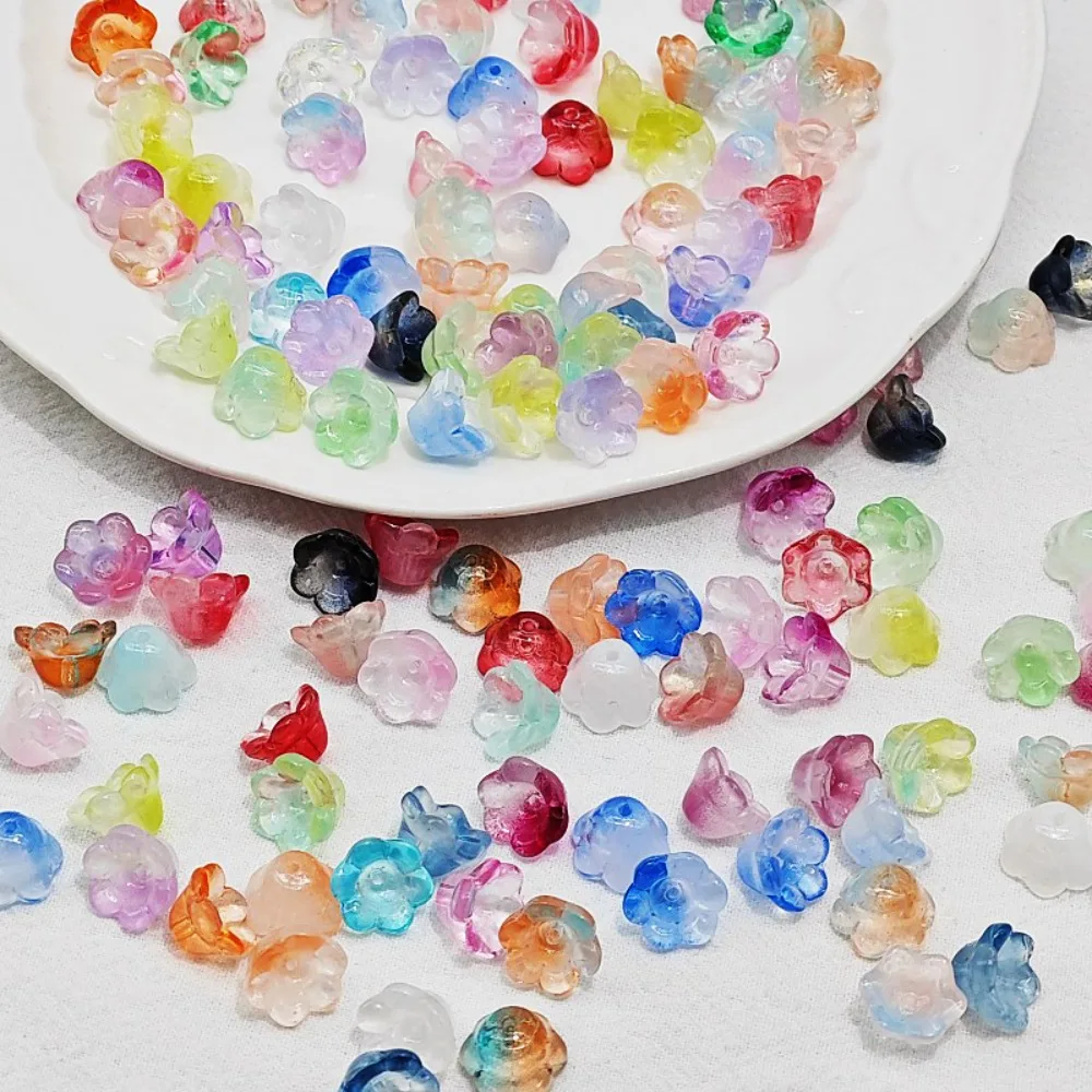50pcs/set 7X12mm Colorful Bellflower Lampwork Beads Glass Beads Flower Bellflower Glass Beads Colorful Accessories
