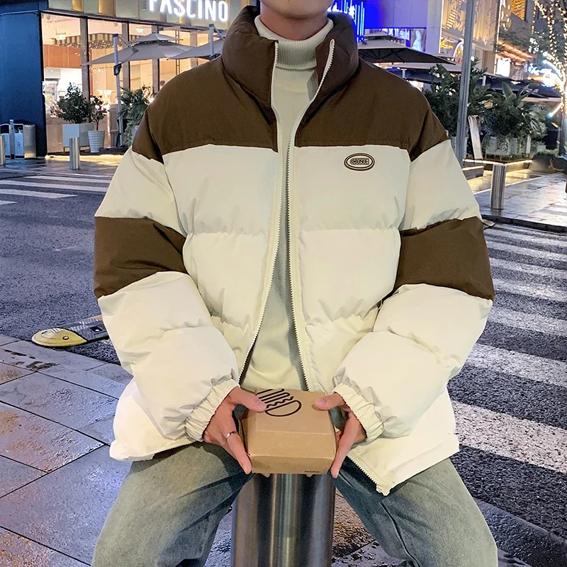 Thicken Warm Parkas Men Casual Patchwork Color Winter Jackets Male Stand Collar Winter Coats Man Padded Jacket