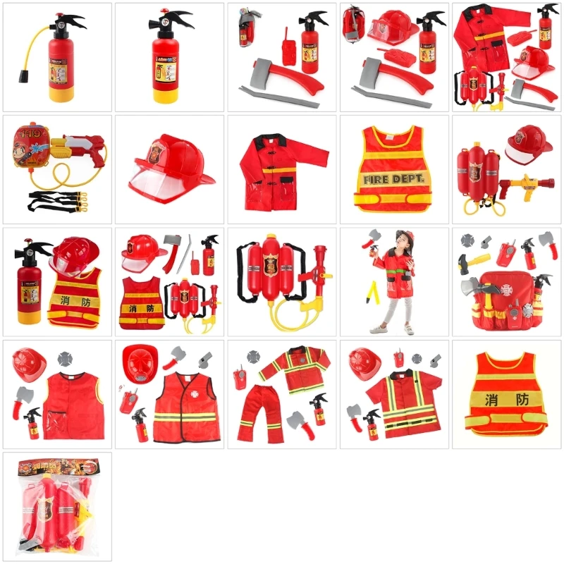 

1/4/5/7 Washable Kids Fireman Costume Toy Firefighter Accessory Cosplay N7YF