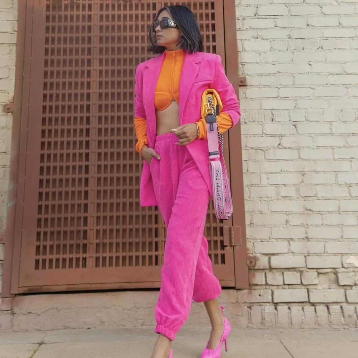 

High-Quality Women'S Suits Jacket Slim Fit 2 Piece/Loose Blazer With Elastic Waist Pants Corduroy Fashion Barbie Pink Outfit Set