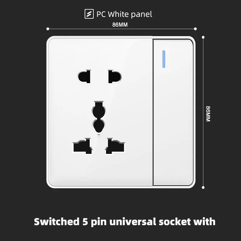 1gang 5Pin Universal,110-250V