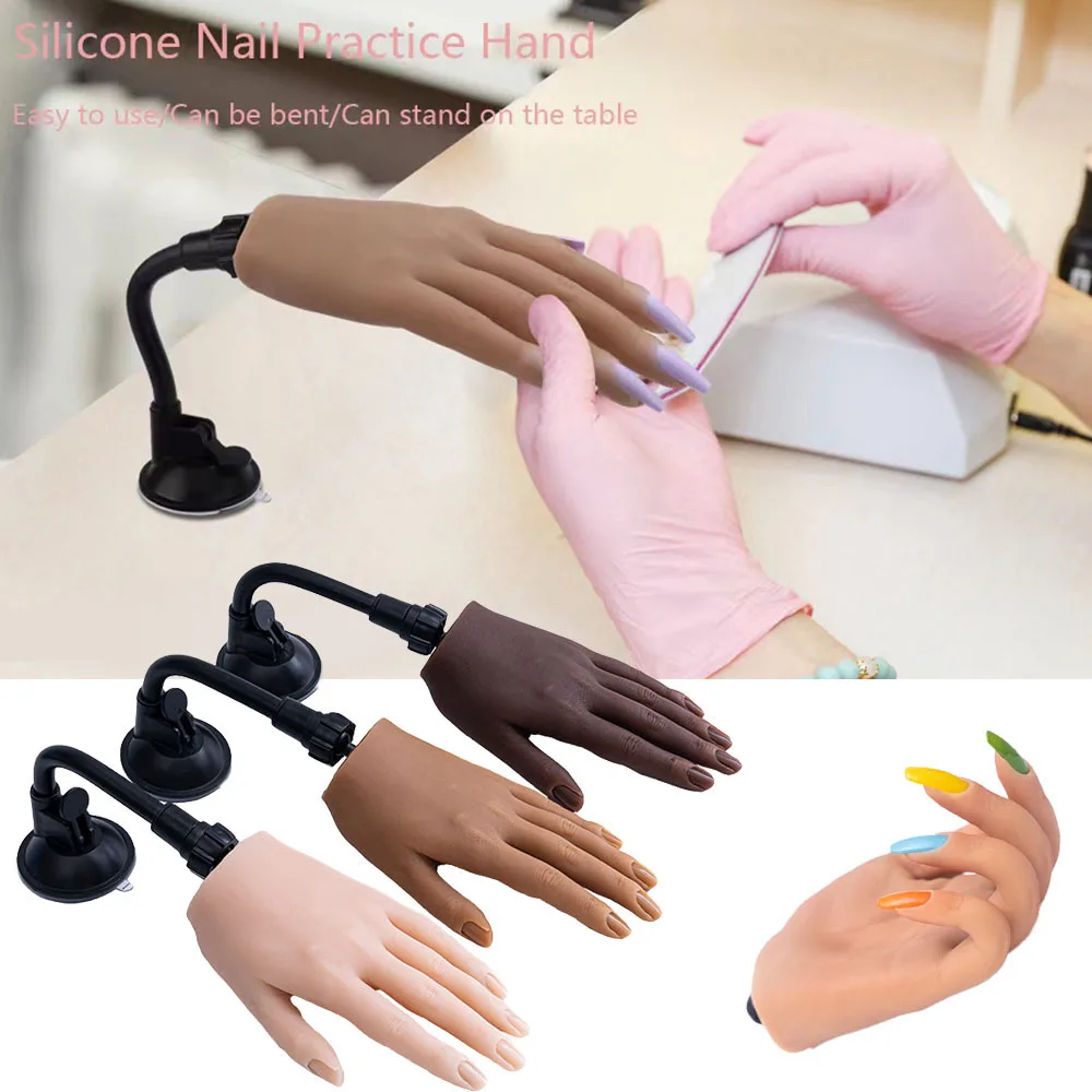 

Практический манекен для акриловых ногтей, профессиональный маникюрный манекен, силиконовый манекен для ногтей, тренировочная модель для левой руки, инструмент для дизайна ногтей