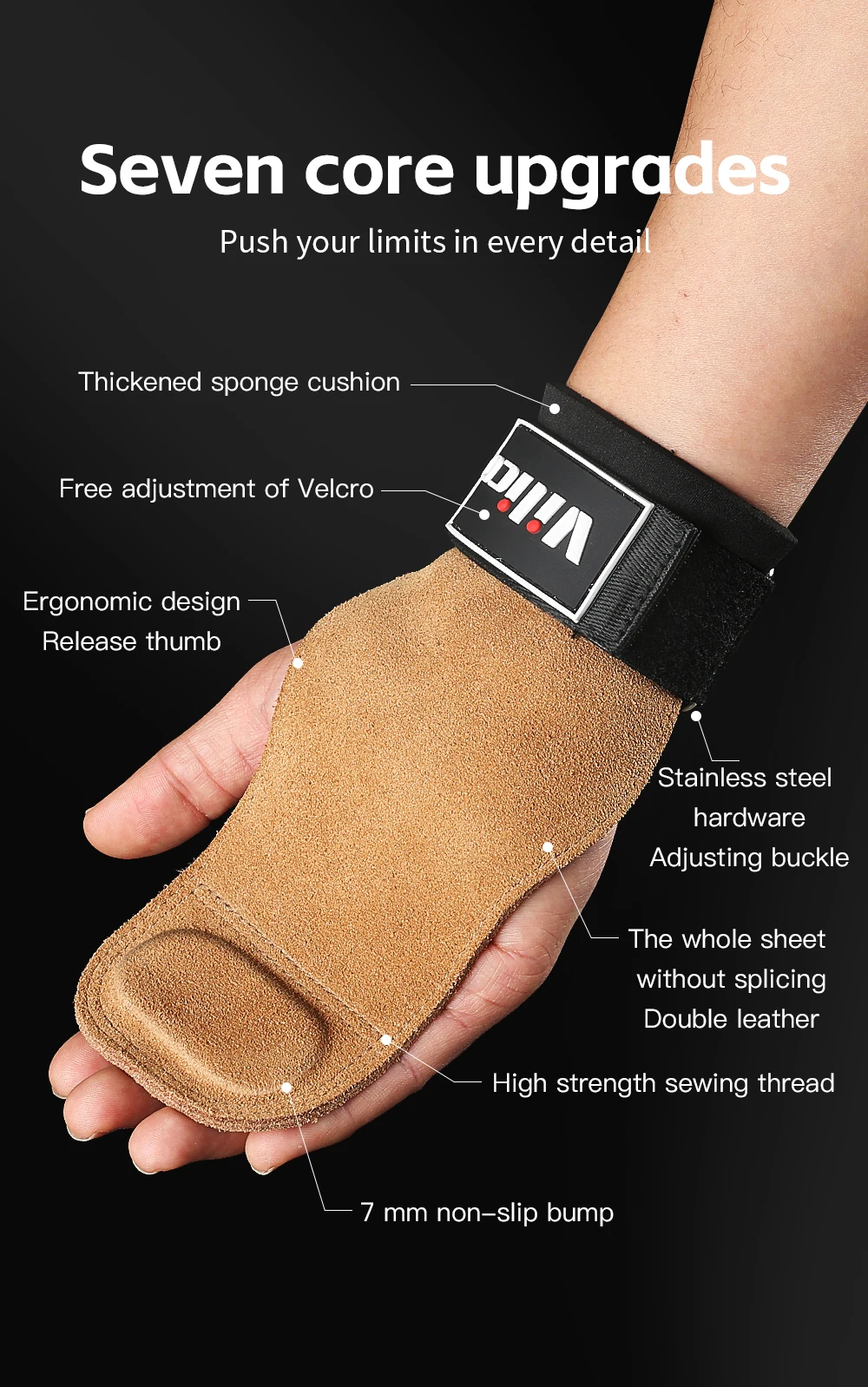 2Pcs Gym Gloves Fitness Hand Palm Protection Equipment Anti Slip Wear-resistant Wrist Protection Hard Pull Grip Strength Gloves