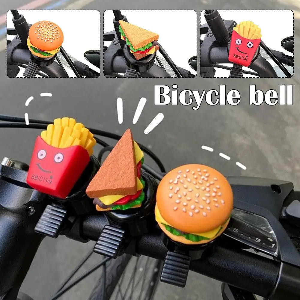 

Bicycle Bell Cartoon Hamburg French Fries Sandwich MTB Bell Handlebar Safety Bell Cycling Lovely Accessories Loud Bicycle R7F3