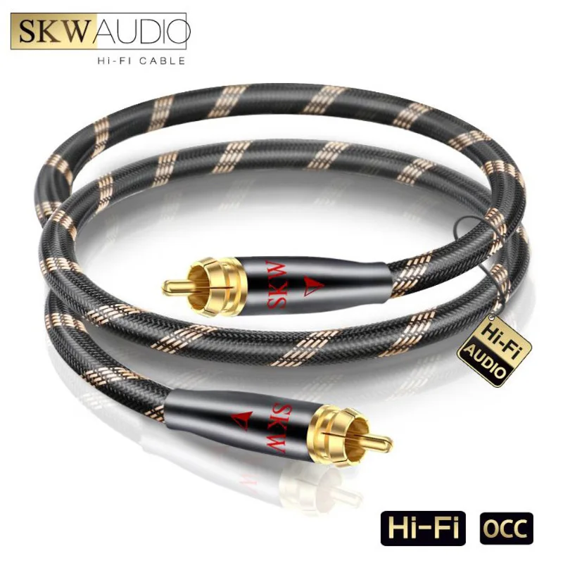 SKW RCA Audio Cable Male to Male Subwoofer Digital Coaxial 6N OCC 1M,1.5M,2M,3M,5M,8M,10M,12M