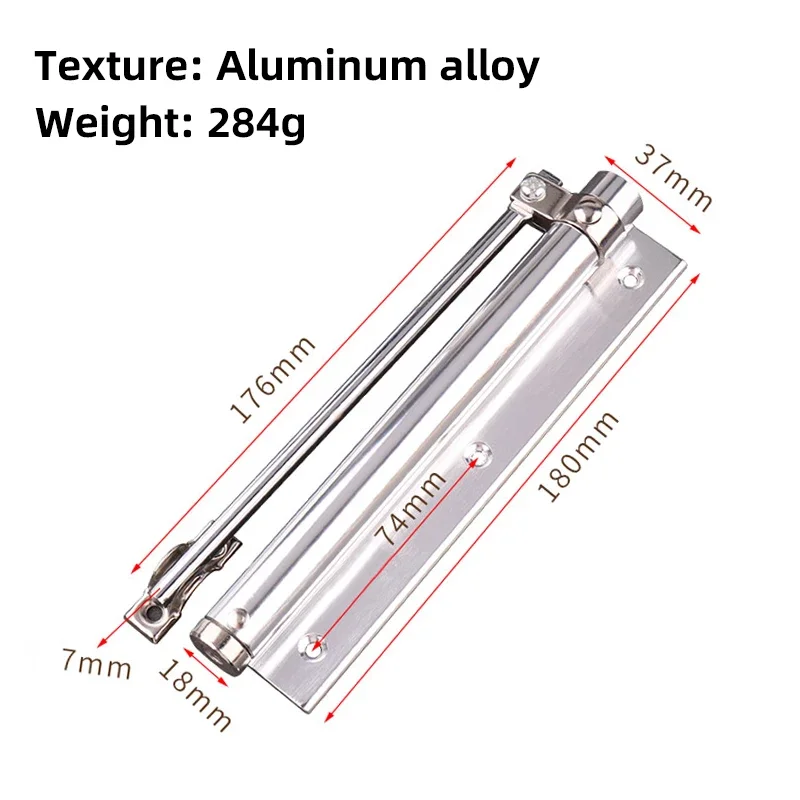 Adjustable Door Automatic Closer Aluminum Alloy Spring Silver Tone Intensity, Suitable For Fire 40 kg