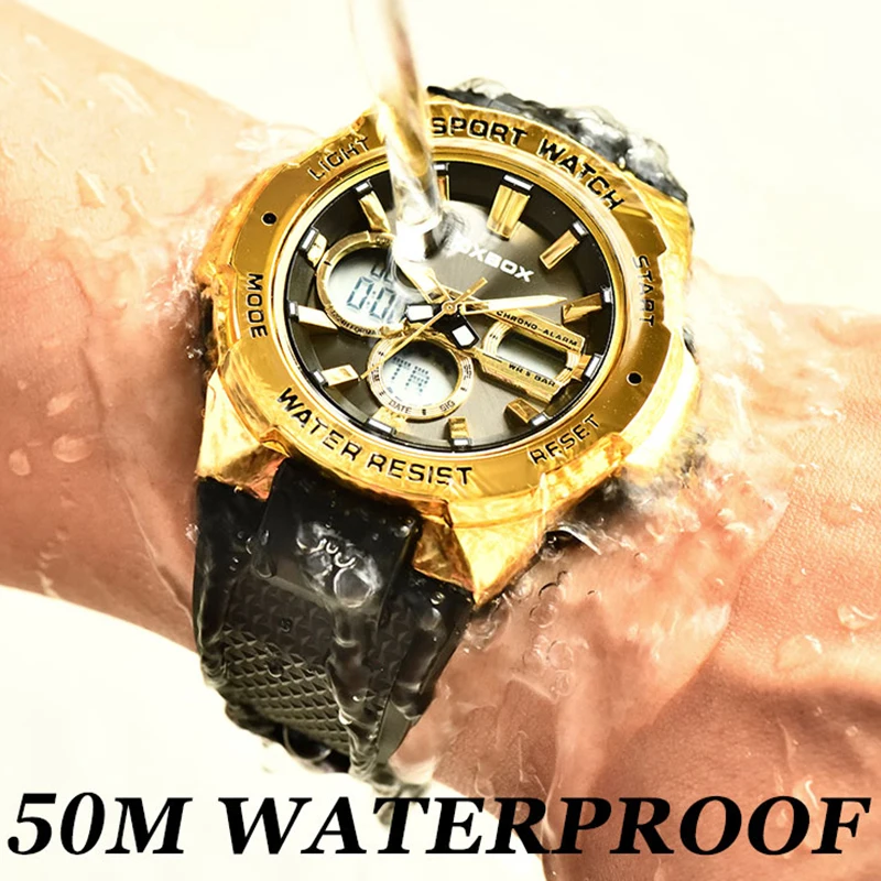 LIGE Military Watches for Men Luxury Sport Chronograph WristWatch ​Waterproof Quartz Big Clock Digital Dual display Male Watch