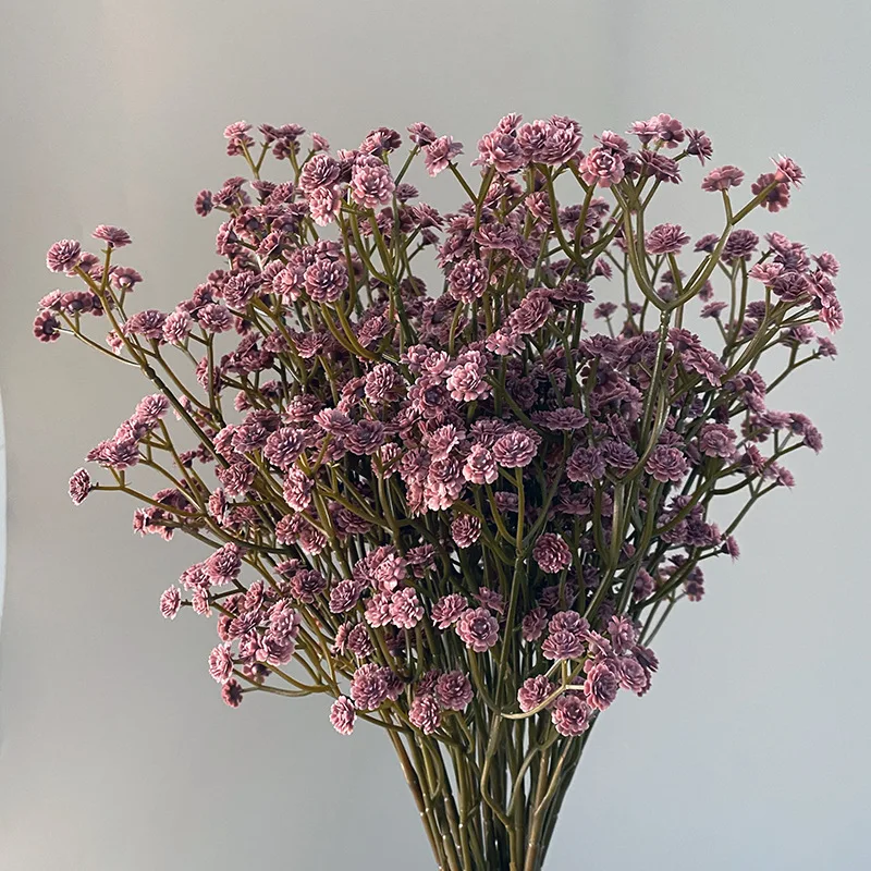 62CM/Stück 81 Hochwertige Kleine Blumen Herbstfarben Weiche Gummi-Gypsophila Trockenblumen 6 Farben PVC-Bouquet Heim- und Gartendekoration – Detail 26