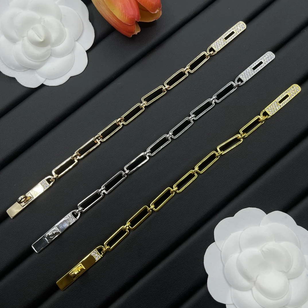 

European and American fashion long strip splicing set with zircon bracelet