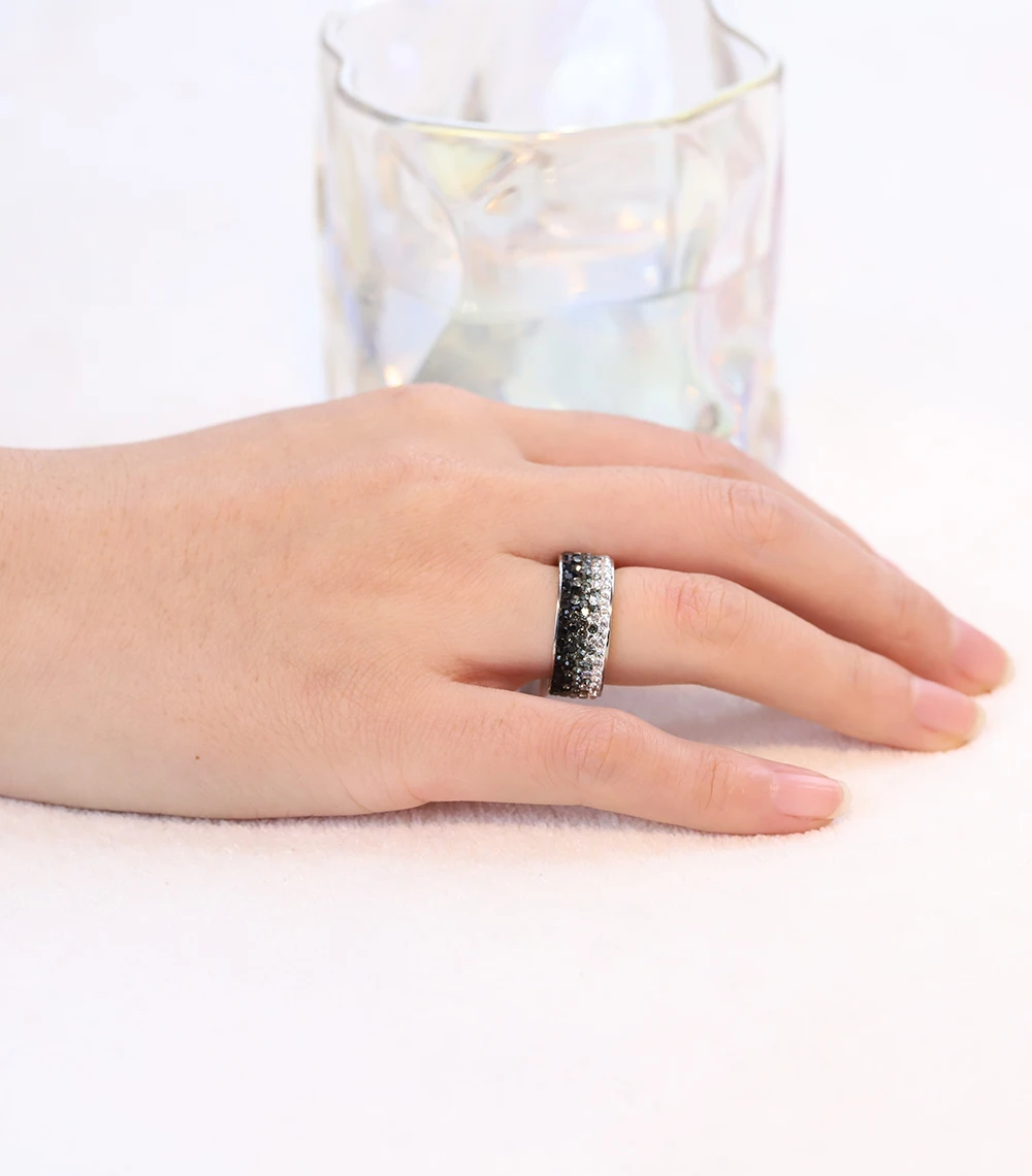 6/7/8/9# Different Color Line Crystal Fashion Jewelry Ring Stainless Steel Ring for women stainless steel ring finger ring