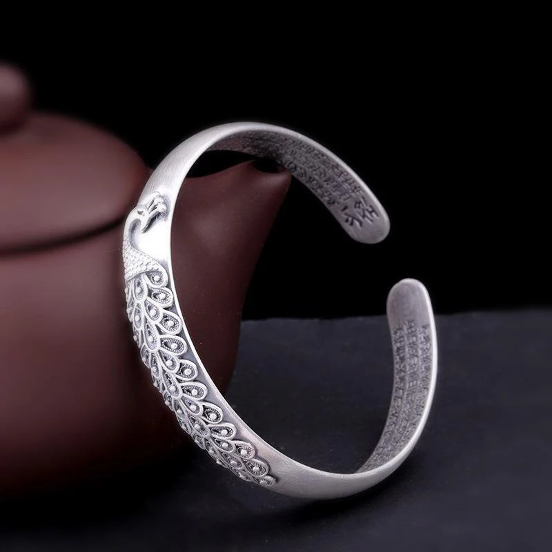 Retro hand-made design“Ghost Night Walk” skeleton bangle man retro domineering creative opening wide bangle 3