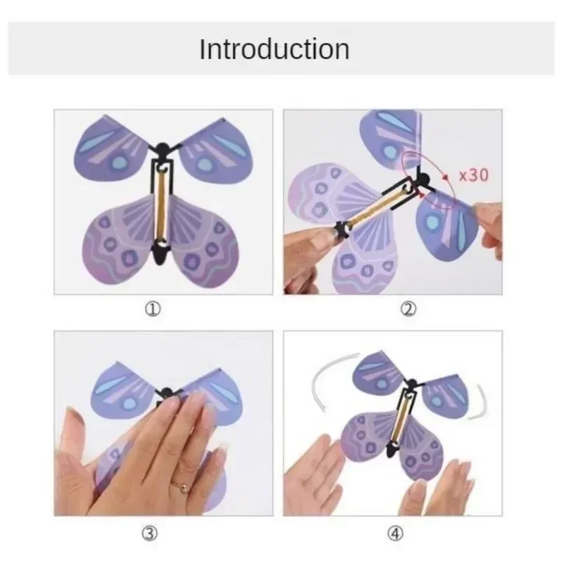 Magic Props Toys Magic Flying Butterflies Wind Up Toy Bookmark Greeting Card