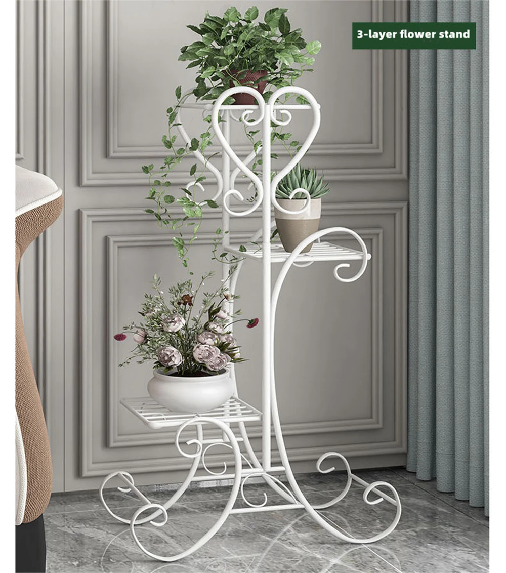 Plant Stand Flower Pot Shelves Metal Wrought Iron Display Flowers Shelf for Living Room Balcony Garden Terrace Storage Organizer