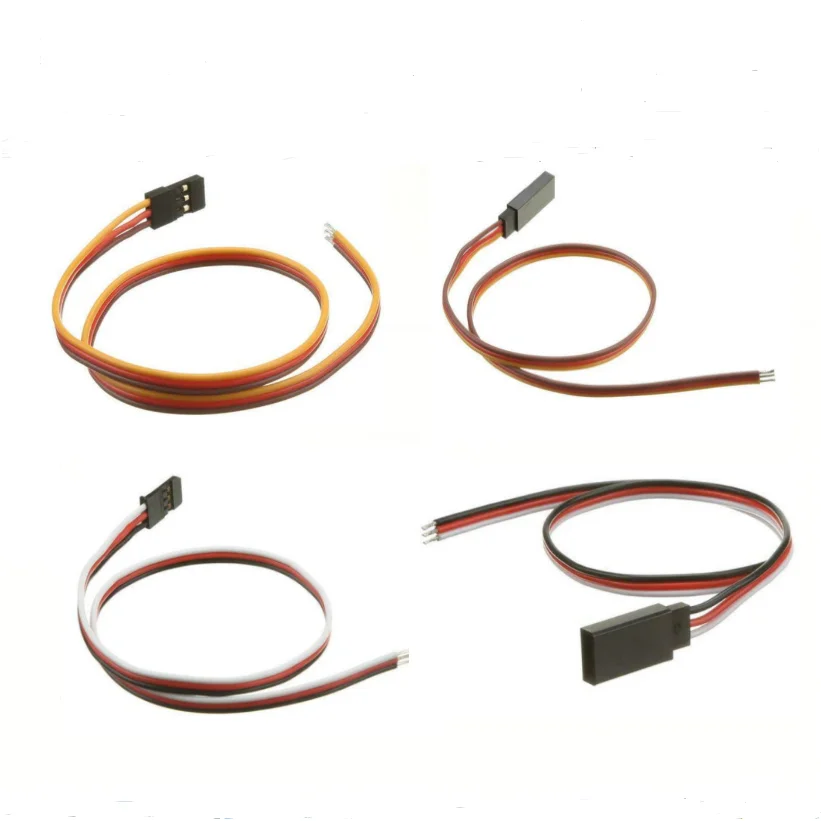 2 Cavi Prolunga Per Servo Da 50 Cm, Connettori JR Maschio/Femmina, 3 Pin, 26 AWW, Contatti Dorati, Per Modellismo RC (Aereo, Auto, Barca)