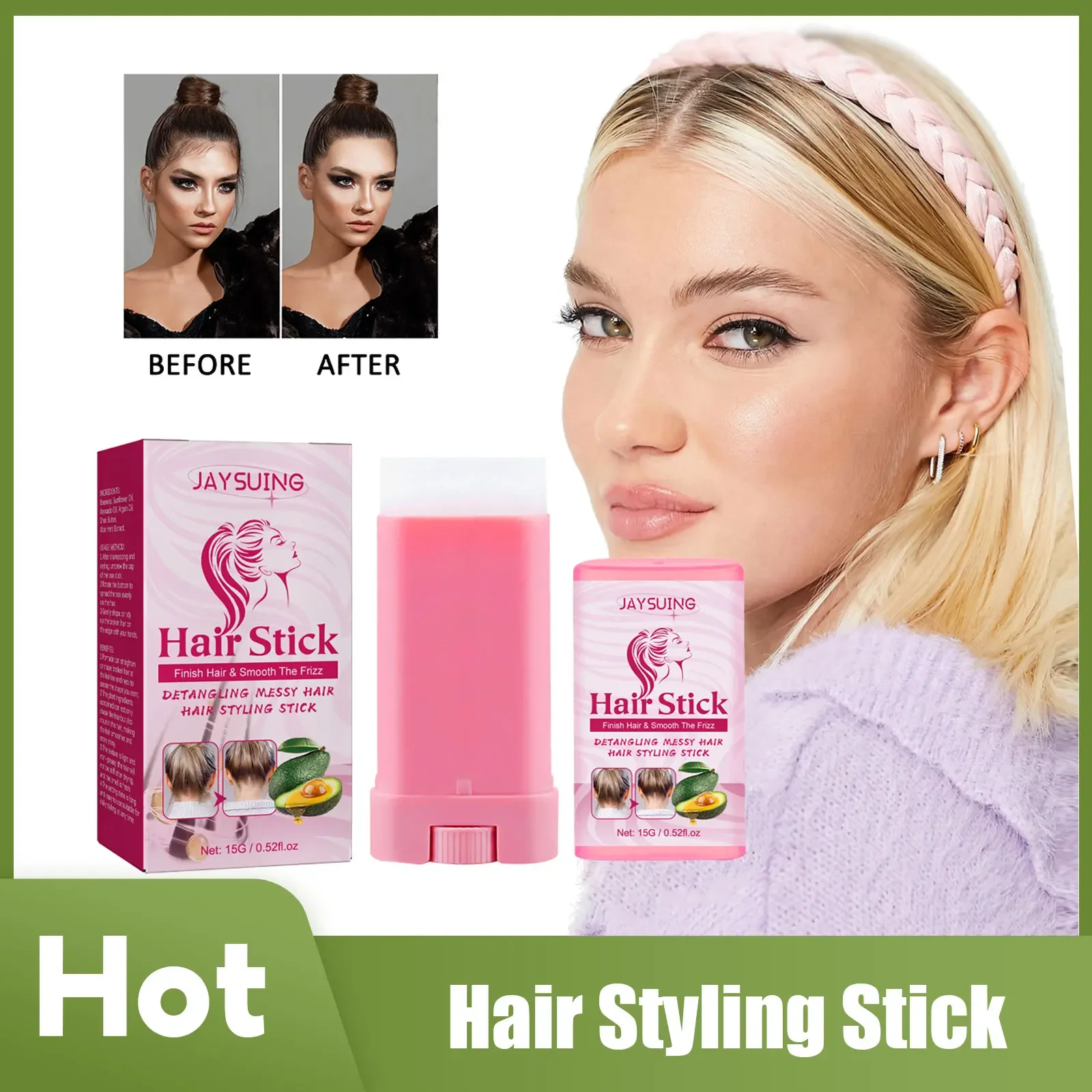 Hair Wax Stick Gel Cream Long Lasting Strong Hold Styling Hair Frizz Fixed Fluffy Smooth Fast Edge Control Broken Artifact
