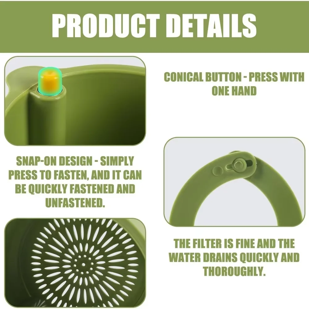 One-Touch Press Drain Basket Removable Sink Strainer Kitchen Bathroom Filter Holder For Food Residue Sponge Soap Storage