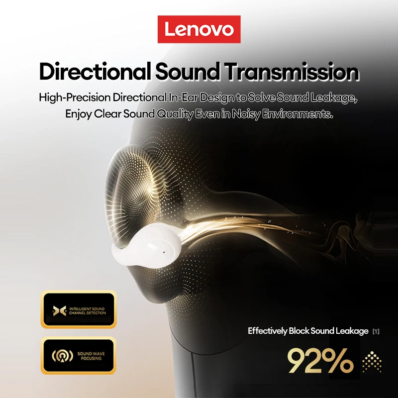 New Lenovo LP25 OWS Wireless Bluetooth Ear Clip Headphones Long Battery Life Gaming Headset HIFI Surround Sound Earbuds With Mic 4