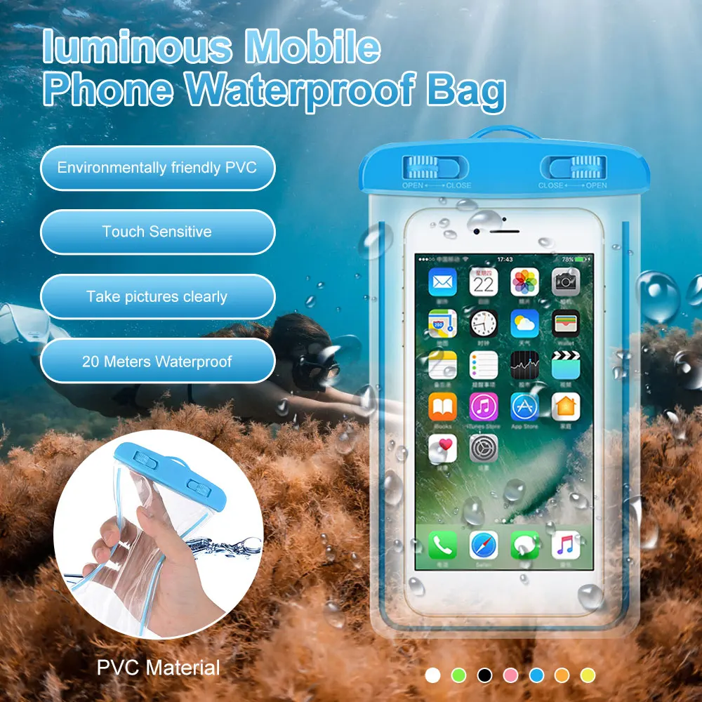 Waterproof Dry Bag Universal Waterproof Phone Case Pouch Drift Diving Swimming Bag Underwater Dry Bag Case Cover For Phone Water Sports Beach