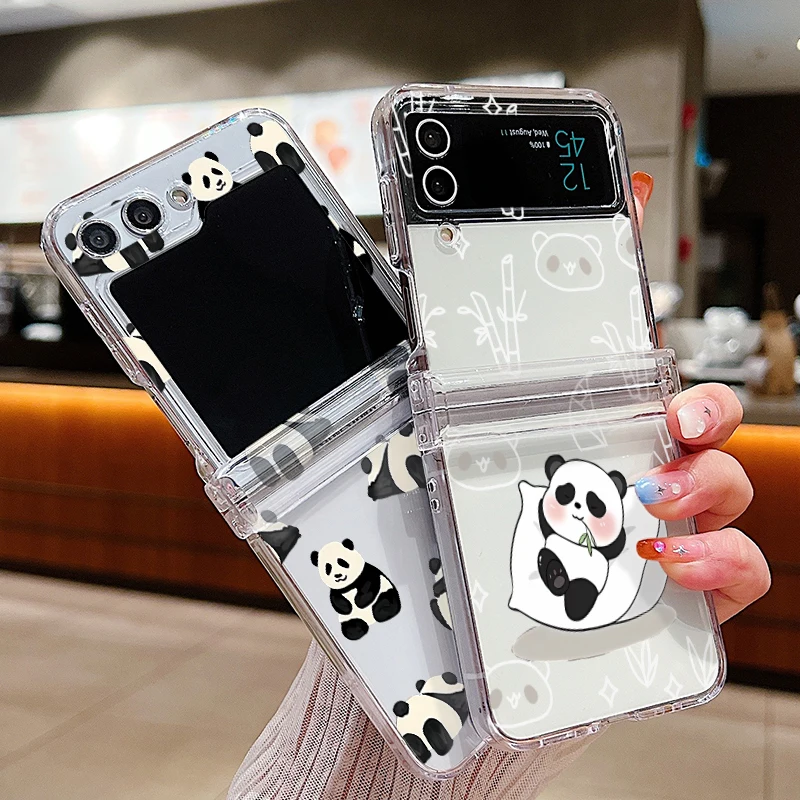 Adorable Baby Panda Foldable Phone Case - Hard Clear Hinged Cover