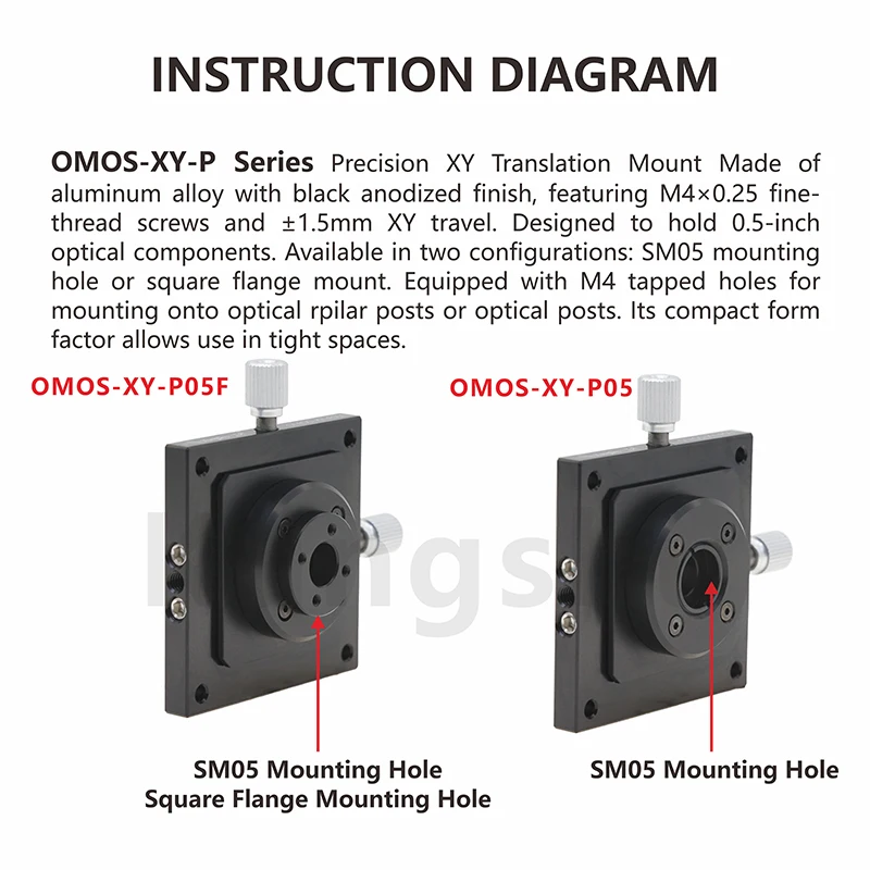 KUNGSHU OMOS-XY-P 시리즈 정밀 XY 이동 스테이지, ±1.5mm 이동 범위
