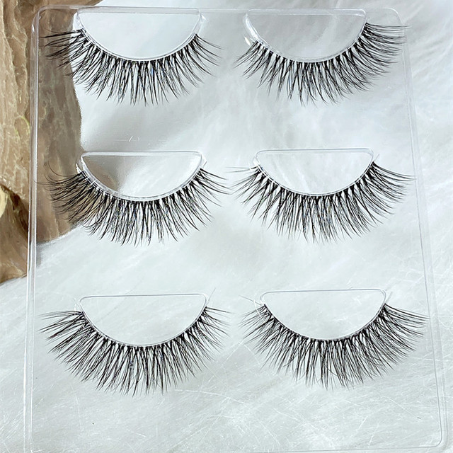 Wholesale Mink Eyelashes 3pair lashes invisible band mink lashes reusable false eyelashes Makeup in Bulk