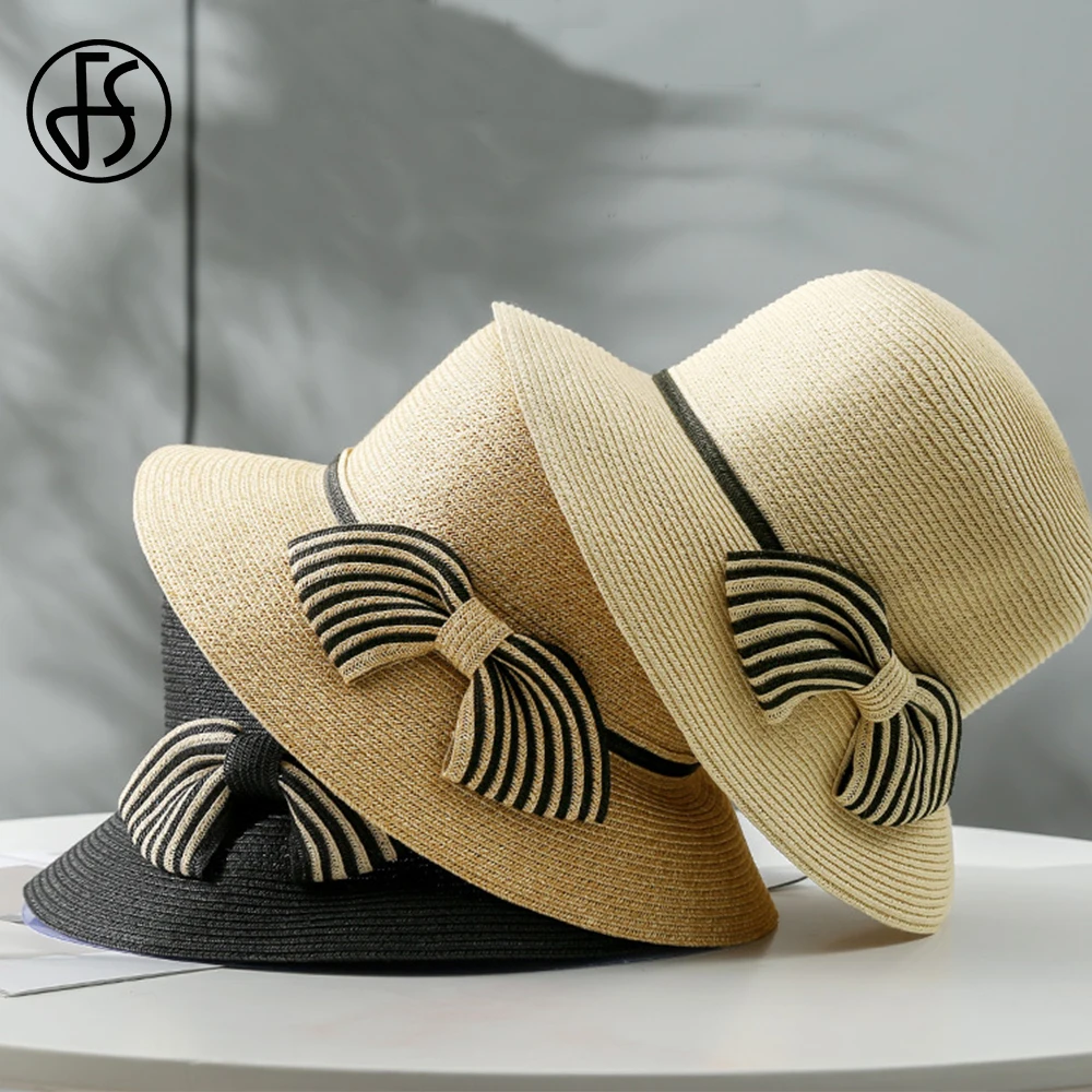 FS Summer Khaki Straw Hats For Women Foldable Sun Protection Breathable  Black Cap Ladies Leisure Holiday Beach Beige Fedora 2024 - AliExpress