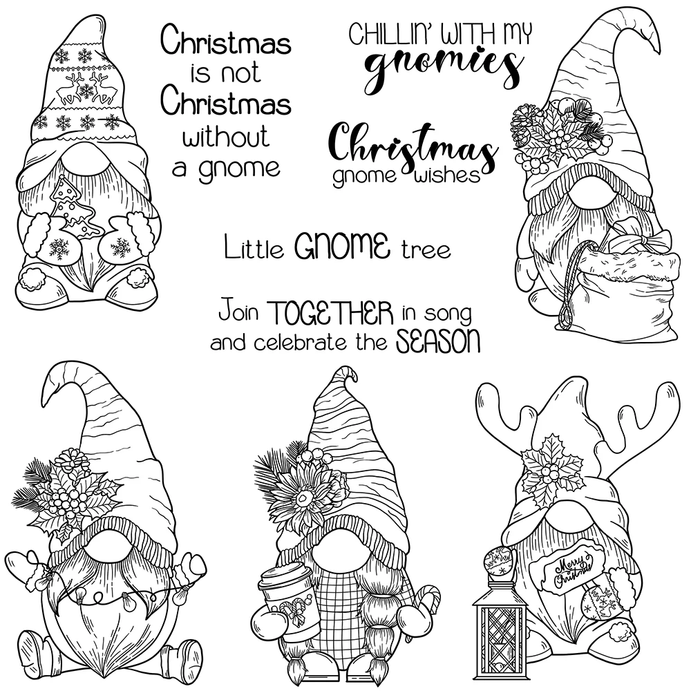 Mangocraft Cute Christmas Gnome Cutting Dies Clear Stamp Xmas DIY Scrapbooking Metal Dies Silicone Stamp For Cards Albums Decor
