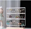 Présentoir de boucles d'oreilles à 3 niveaux et 72 trous, organisateur de rangement de bijoux en métal à 3 couches, support de Base en bois, arbre, support de clous d'oreille, cadeau