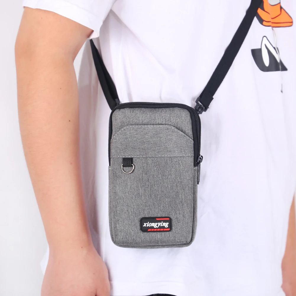 Men Canvas Messenger Bag Vintage Style Casual Shopper Bag Single Shoulder Strap Rectangle Zipper Closure Large Capacity