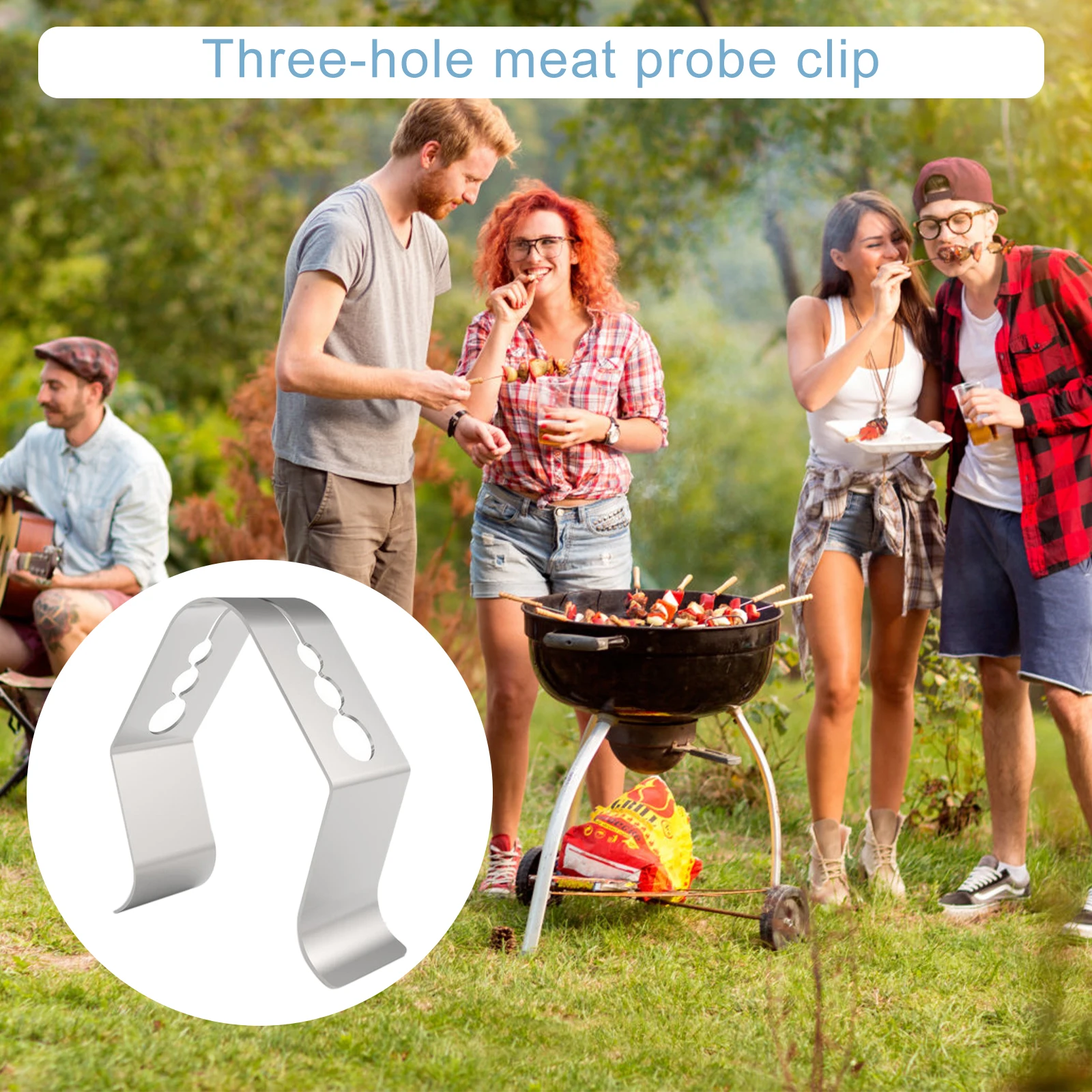 6 Pieces Grill Thermometer Probe Clip Holder for BBQ Smoker，Universal  Upgraded Stainless Steel Barbecue Temp Probe Clip