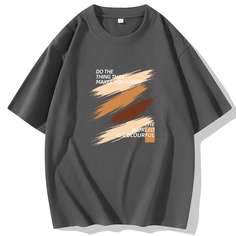 

Fashion Youthful Vitality Pullovers Casual Printed Letter Men's Clothing Short Sleeve Summer Korean O-Neck All-match T-shirts