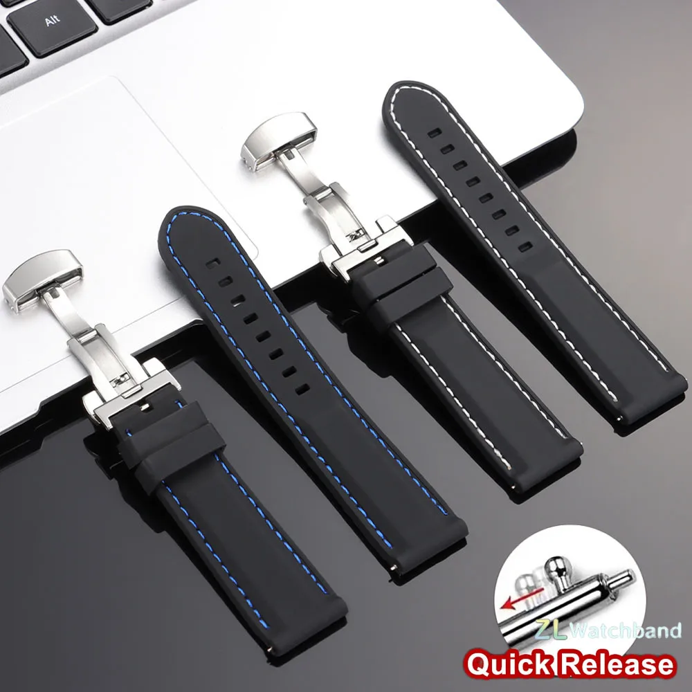 Premium Waterproof Silicone Sport Watch Band with Butterfly Buckle